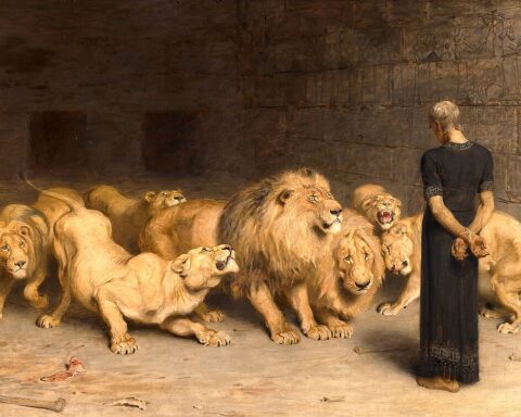 Briton Rivière’nin Daniel in the Lions’ Den tablosu, ışık ve gölge kullanımıyla dramatik bir anlatım sunuyor.